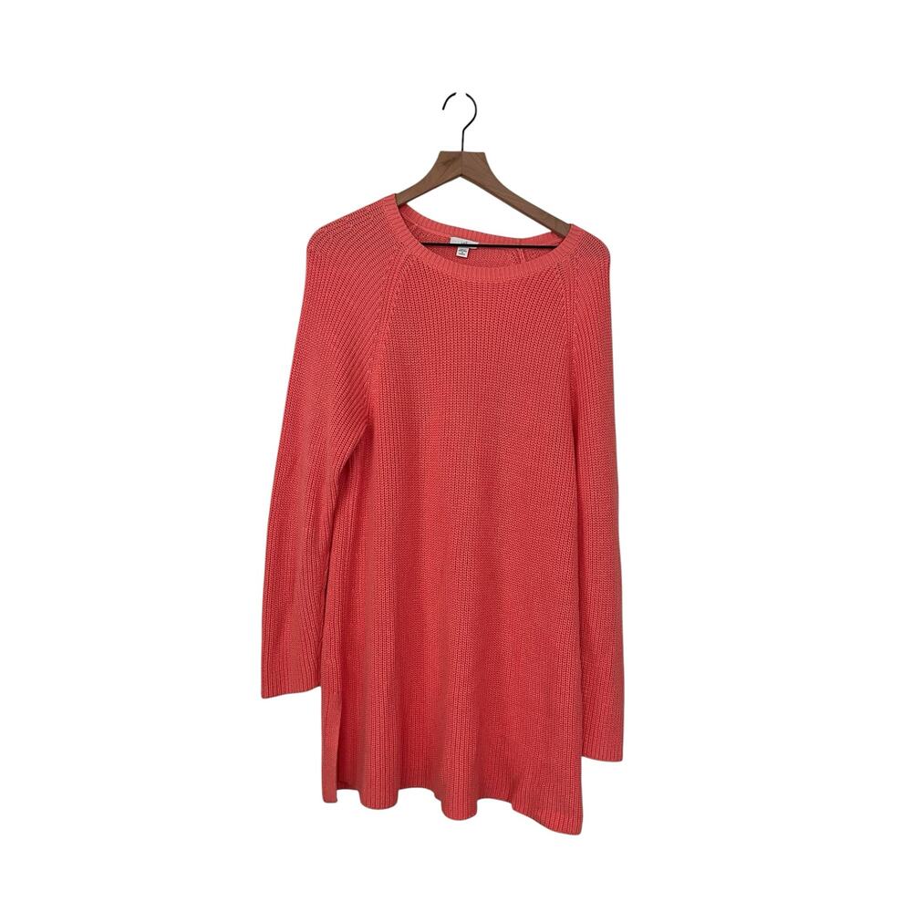 J Jill Longline Long Sleeve Knit Tunic Sweater Salmon Pink Size XL